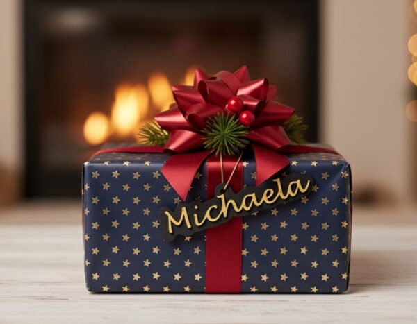 3D-Namensschild „Michaela“ – Schwarz-Gold-Design