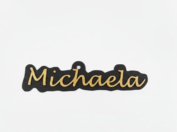 3D-Namensschild „Michaela“ – Schwarz-Gold-Design