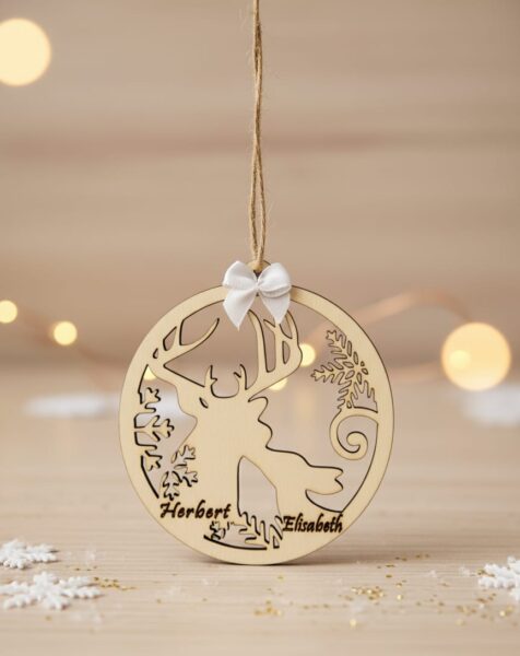 Christbaum-Anhänger „Winterelch“ mit Namensgravur