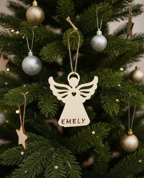 Christbaum-Anhänger „Schutzengel“ mit Namensgravur
