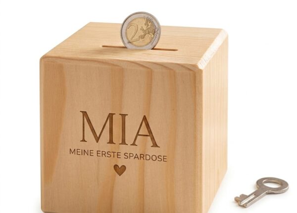 Holzspardose "Meine erste Spardose"