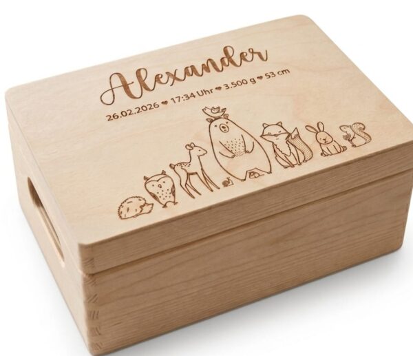 Personalisierte Erinnerungsbox "Waldschätze"