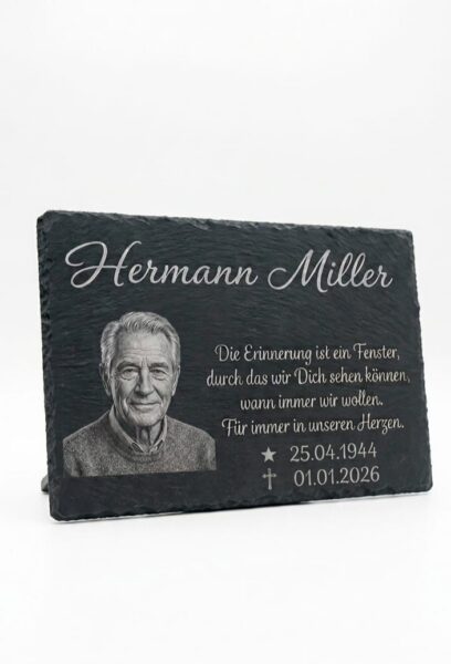 Schiefertafel / Gedenktafel mit Fotogravur