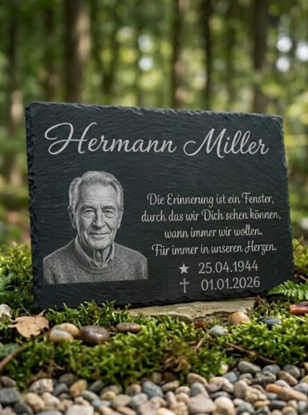 Schiefertafel / Gedenktafel mit Fotogravur