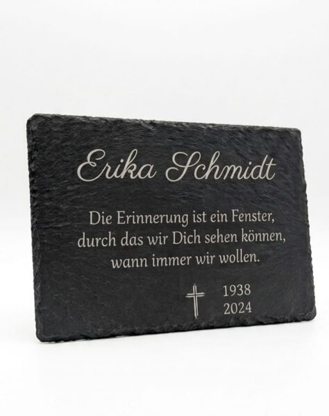 Schiefertafel / Gedenktafel mit Wunschtext und Gravur
