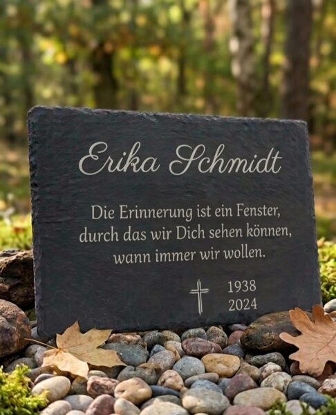 Schiefertafel / Gedenktafel mit Wunschtext und Gravur